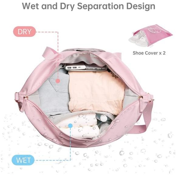 Gym Bag for Women Sports Travel Duffel w/ USB Charging Port Weekender Overnight - Picture 6 of 7